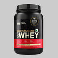 Optimum Nutrition Gold Standard 100% Whey protein powder container on a white background