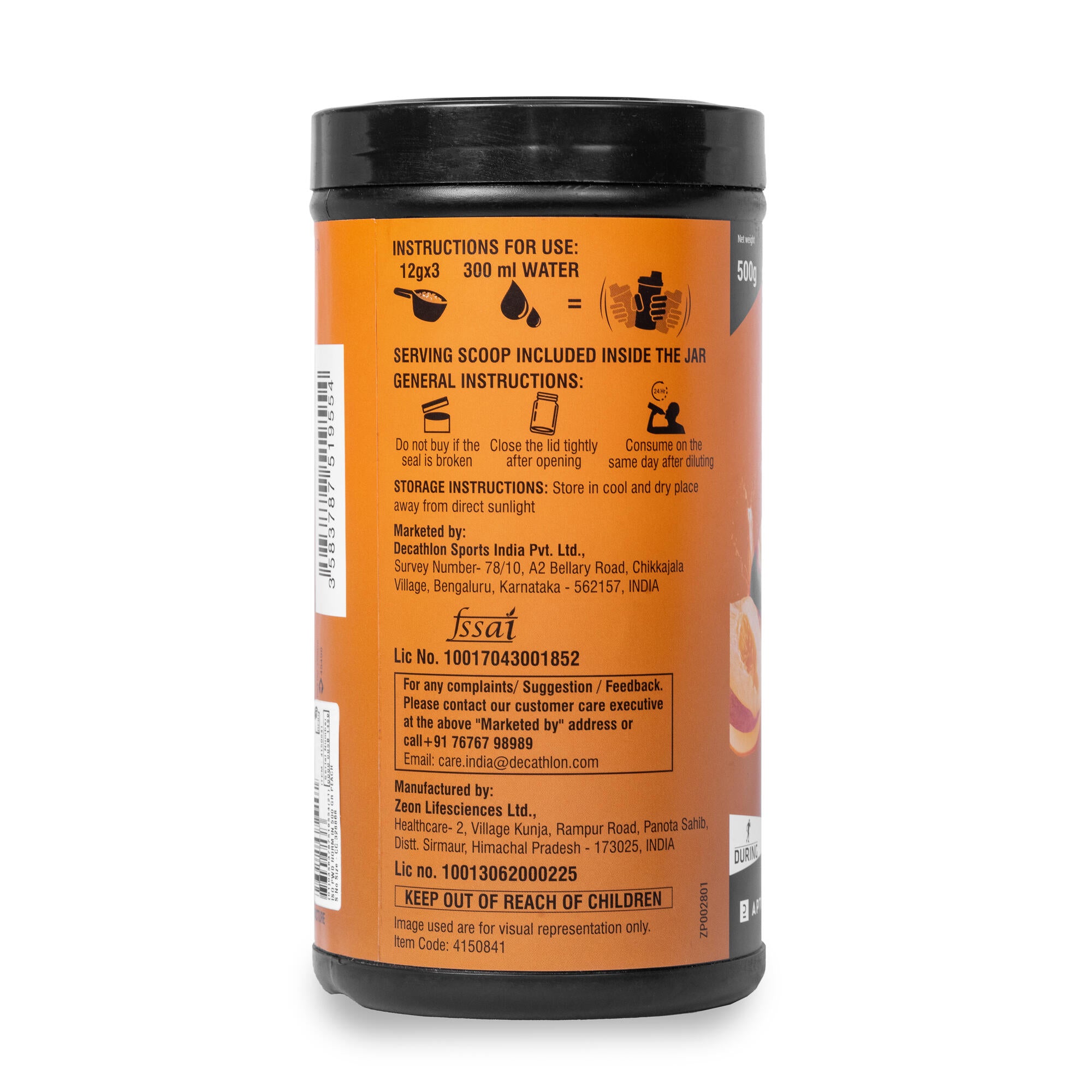 DECATHLON - Hydration Powder 500gm - Peach/Lemon